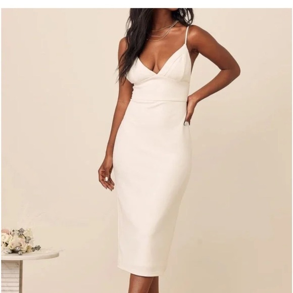 Lulu’s dress  NWT made with love Low Cut V-neck umpire waistline zipper back - Picture 1 of 9